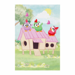 Painel de Festa Retangular 3D Galinha Pintadinha casadinho 1,50m x 2,20