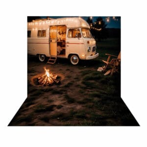 Fundo Fotográfico Dia dos Pais Acampamento Kombi Tecido 2,20m x 1,50m F1064