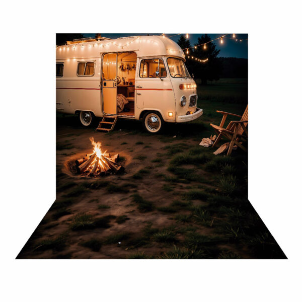 Fundo Fotográfico Dia dos Pais Acampamento Kombi Tecido 2,20m x 1,50m F1064