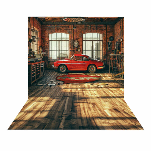 Fundo Fotográfico Cenário Dia dos Pais Garagem Tecido 2,20m x 1,50m F1061