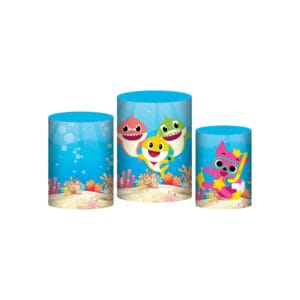 Trio Capa Cilindro Baby Shark 3D Em Tecido Com Elástico