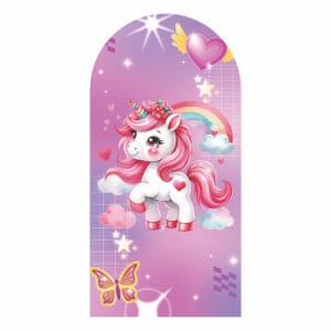 Painel De Festa Romano Decorativo Unicórnio Cute Rosa