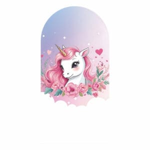 Painel De Festa Romano Decorativo Unicórnio Cute Rosa