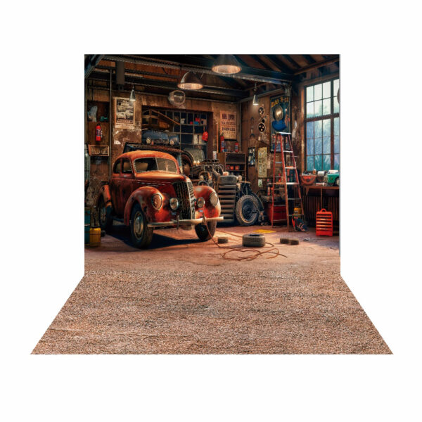 Fundo Fotográfico Cenário Dia dos Pais Carro Garagem Tecido 2,20m x 1,50m F1094
