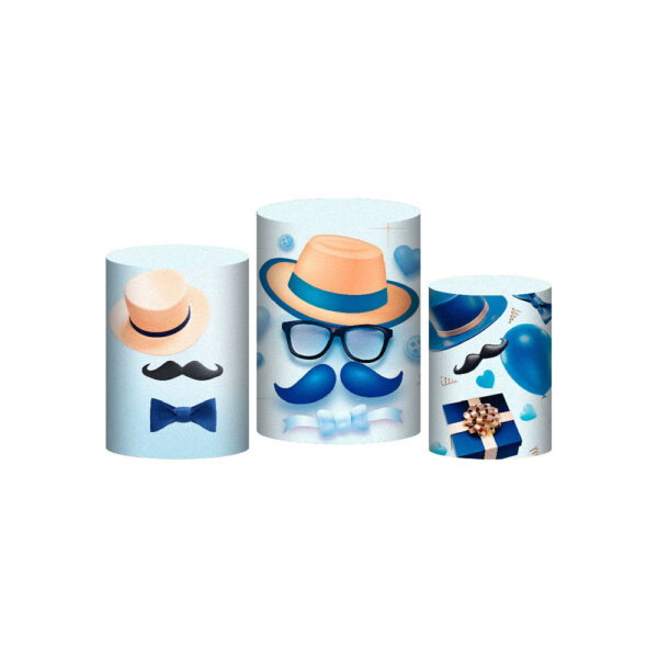 Trio Capa Cilindro Dia dos Pais 3D Em Tecido Com Elástico