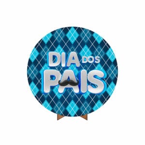 Painel Redondo 3D Dia dos Pais Tecido 50cm X 50cm Com Suporte MDF