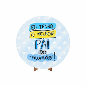 Painel Redondo 3D Dia dos Pais Tecido 50cm X 50cm Com Suporte MDF