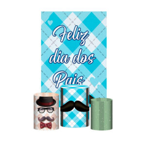 Kit Casado Dia dos Pais Trio Capa Cilindro Retangular Tecido