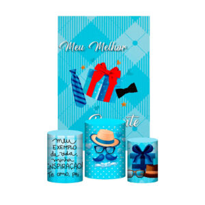 Kit Casado Dia dos Pais Trio Capa Cilindro Retangular Tecido