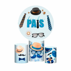 Trio Capa Cilindro + Painel Redondo Dia dos Pais 3D 1,50m Veste Fácil