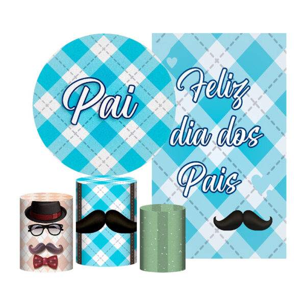 Kit Casado Dia dos Pais Painel Redondo Trio Capas Cilindro Retangular