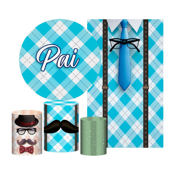 Kit Casado Dia dos Pais Painel Redondo Trio Capas Cilindro Retangular