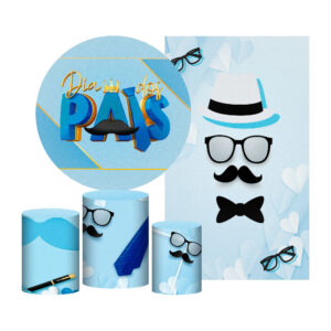 Kit Casado Dia dos Pais Painel Redondo Trio Capas Cilindro Retangular