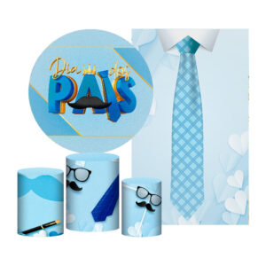 Kit Casado Dia dos Pais Painel Redondo Trio Capas Cilindro Retangular