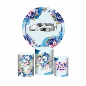 Trio Capa Cilindro + Painel Redondo 3D Casamento 1,50m Veste Fácil