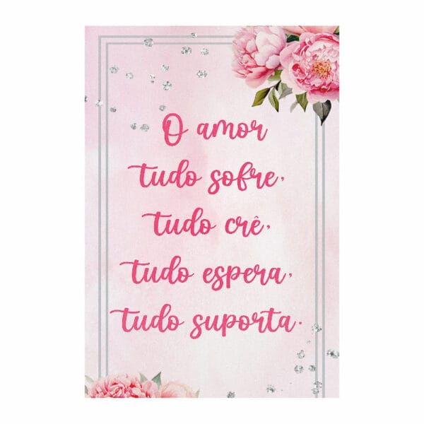 Painel de Festa Retangular 3D Casamento Rosa casadinho 1,50m x 2,20