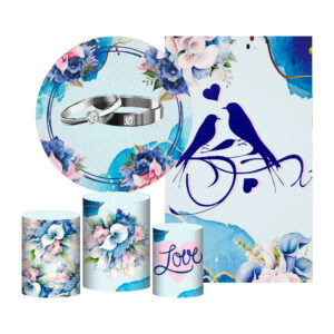 Kit Casado Casamento Painel Redondo Trio Capas Cilindro Retangular Vertical Em Tecido