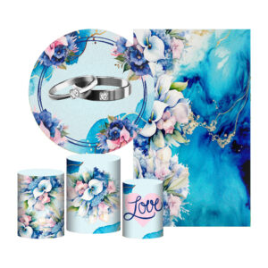 Kit Casado Casamento Painel Redondo Trio Capas Cilindro Retangular Vertical Em Tecido