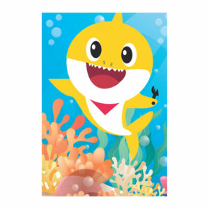 Painel de Festa Retangular 3D Baby Shark 2 casadinho 1,50m x 2,20
