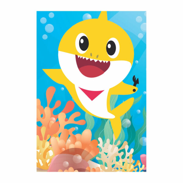 Painel de Festa Retangular 3D Baby Shark 2 casadinho 1,50m x 2,20