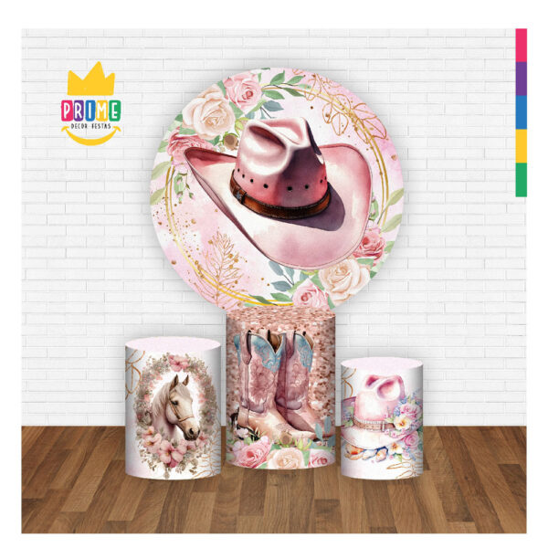 Trio Capa Cilindro + Painel Redondo 3D Boiadeira 1,50m Veste Fácil - Image 2