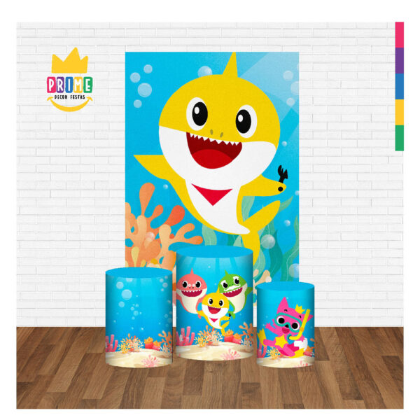 Kit Casado Baby Shark  Trio Capa Cilindro Retangular Tecido - Image 2