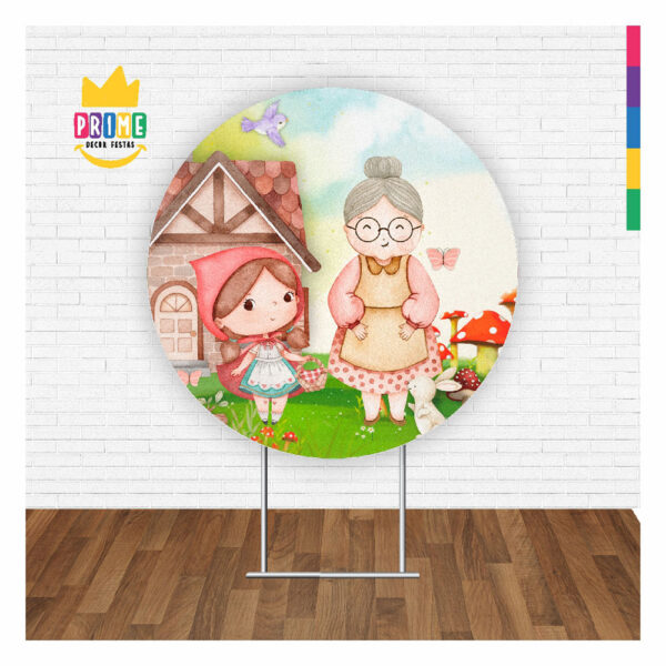 Painel Redondo 3D Chapeuzinho Tecido Sublimado 1,50m x 1,50m - Image 2