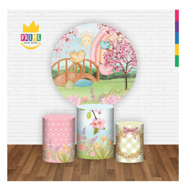 Trio Capa Cilindro + Painel Redondo 3D Jardim 1,50m Veste Fácil - Image 2