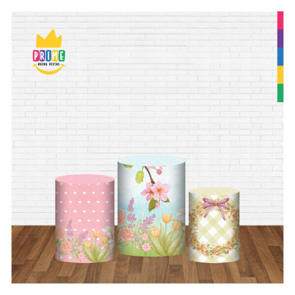 Trio Capa Cilindro Jardim 3D Em Tecido Com Elástico - Image 2
