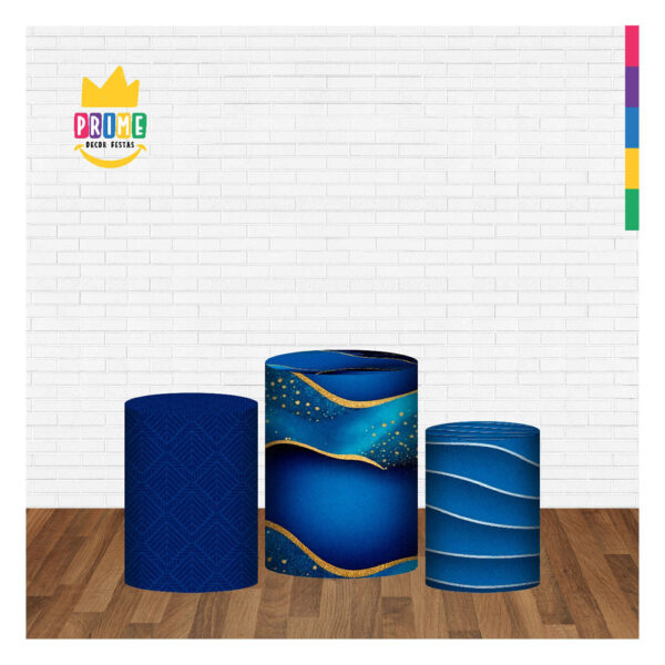 Trio Capa Cilindro Mármore 3D Em Tecido Com Elástico - Image 2