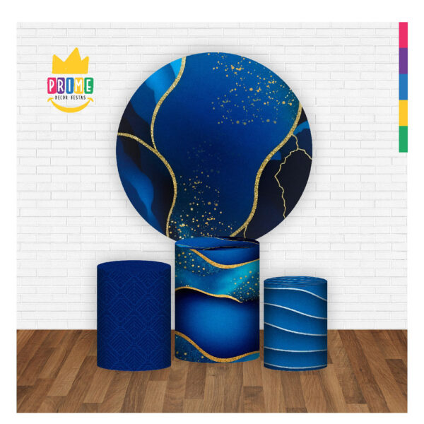 Trio Capa Cilindro + Painel Redondo 3D Mármore 1,50m Veste Fácil - Image 2