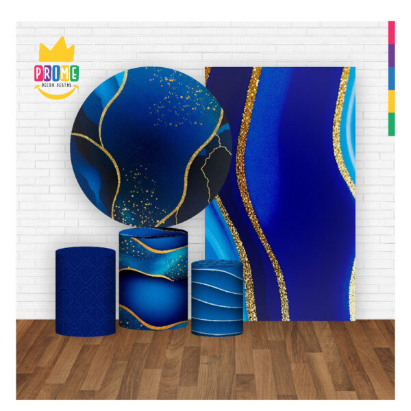 Kit Casado Mármore  Painel Redondo Trio Capas Cilindro Retangular Vertical Em Tecido - Image 2