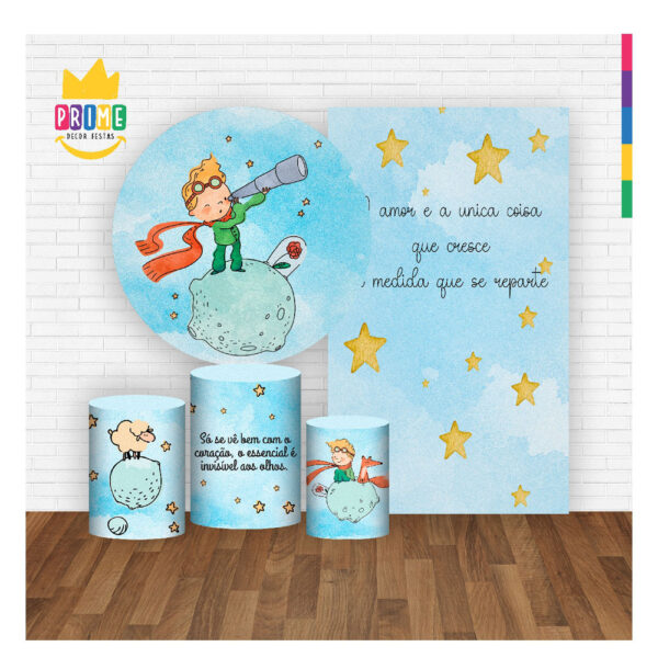 Kit Casado Pequeno Príncipe Painel Redondo Trio Capas Cilindro Retangular Vertical Em Tecido - Image 2