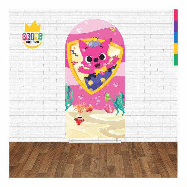 Painel De Festa Romano Decorativo Baby Shark Rosa - CLD667 - Image 2