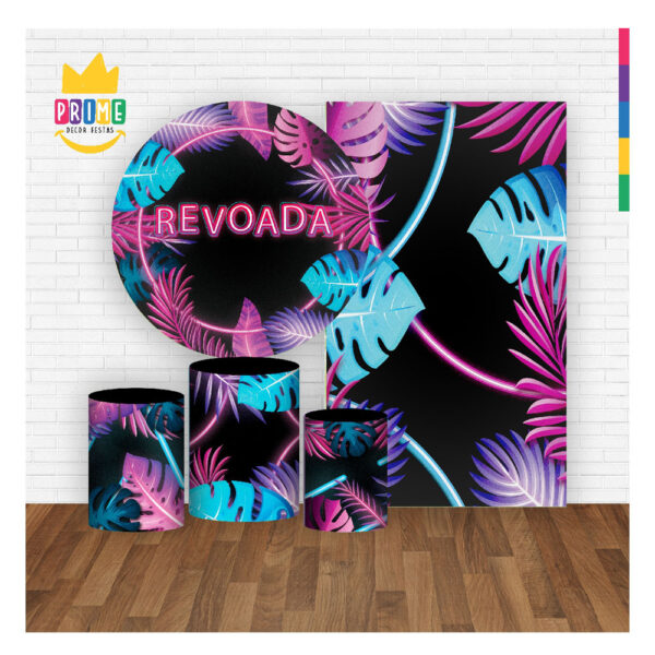 Kit Casado Revoada Painel Redondo Trio Capas Cilindro Retangular Vertical Em Tecido - Image 2