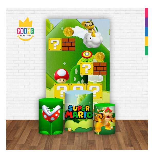 Kit Casado Super Mario Trio Capa Cilindro Retangular Tecido - Image 2