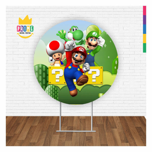 Painel Redondo 3D Super Mario Tecido Sublimado 1,50m x 1,50m - Image 2