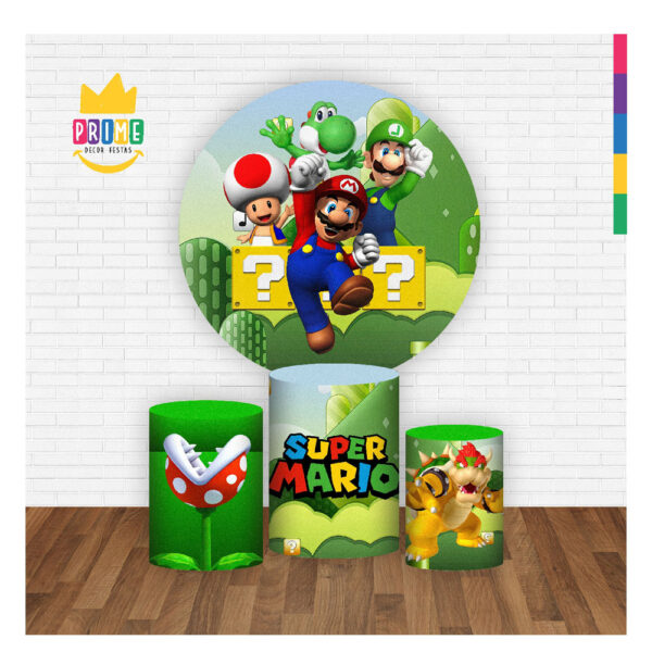 Trio Capa Cilindro + Painel Redondo 3D Super Mario 1,50m Veste Fácil - Image 2