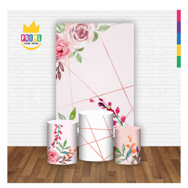 Kit Casado Floral Trio Capa Cilindro Retangular Tecido - Image 2
