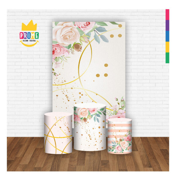 Kit Casado Floral Trio Capa Cilindro Retangular Tecido - Image 2