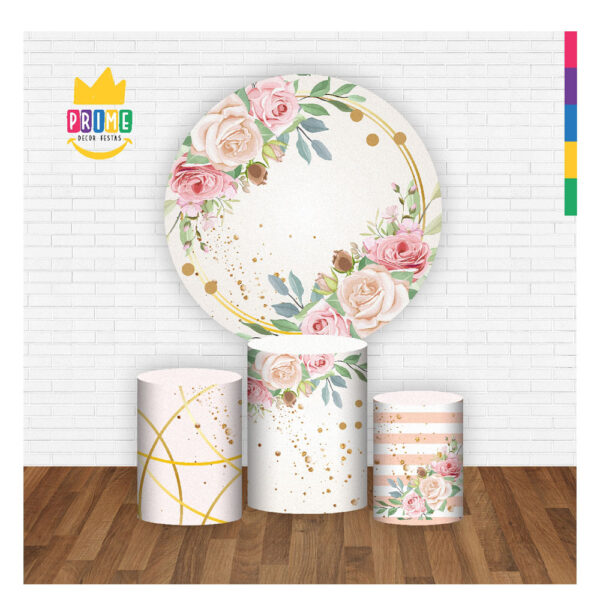 Trio Capa Cilindro + Painel Redondo 3D Floral 1,50m Veste Fácil - Image 2