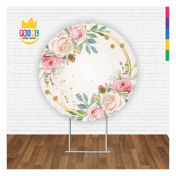 Painel Redondo 3D Floral Tecido Sublimado 1,50m x 1,50m - Image 2