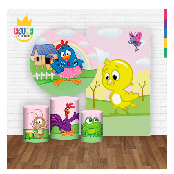 Kit Casado Galinha Pintadinha Painel Redondo Trio Capas Cilindro Retangular - Image 2