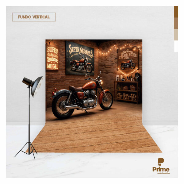 Fundo Fotográfico Cenário Dia dos Pais Moto Garagem Tecido 2,20m x 1,50m F1059 - Image 2