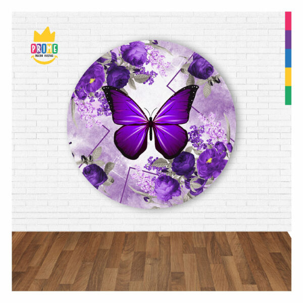 Painel Redondo 3D Borboleta Lilás Abre Fácil 1,50m X 1,50m - Image 2
