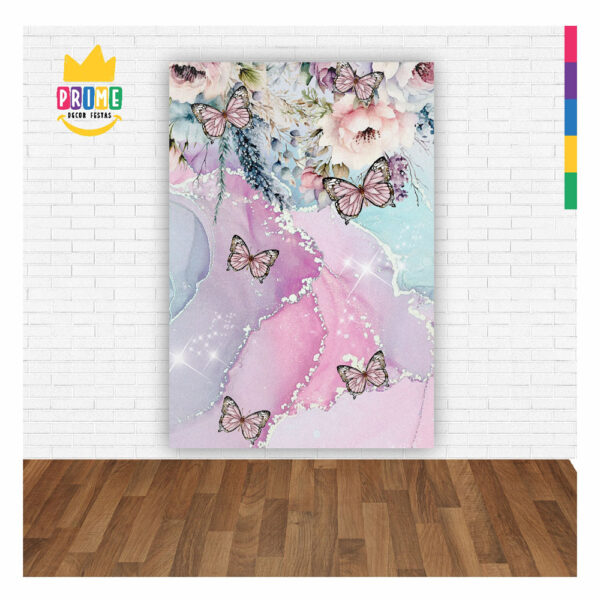 Painel de Festa Retangular 3D Borboleta Rosa casadinho 1,50m x 2,20 - Image 2