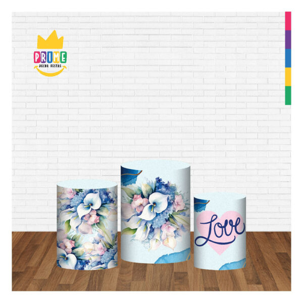 Trio Capa Cilindro Casamento 3D Em Tecido Com Elástico - Image 2