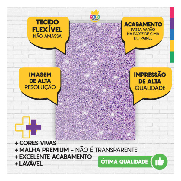 Painel de Festa Retangular 3D Glitter Lilás casadinho 1,50m x 2,20 - Image 3