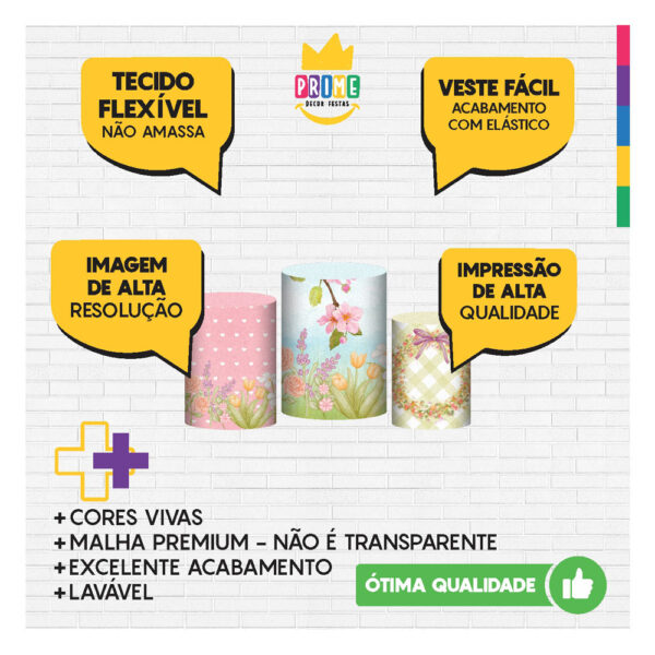 Trio Capa Cilindro Jardim 3D Em Tecido Com Elástico - Image 3