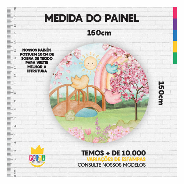 Painel Redondo 3D Jardim Tecido Sublimado 1,50m x 1,50m - Image 3